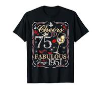 Women Cheers To 75 Fabulous Since 1951 75th Birthday Queen Camiseta