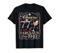 Women Cheers To 77 Fabulous Since 1949 77th Birthday Queen Camiseta