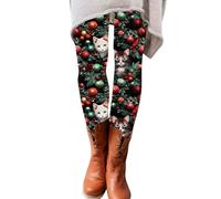 Women Christmas Leggings Reindeer Printed Xmas Tree High Waisted Tights Stretchy Pants Festive Trousers Skinny Workout Running Fancy Pants Christmas Bottoms E-01 (Dark Blue, M)