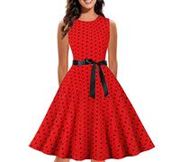 Women' Cocktail Dresses 2026 Tea Party Dress Wedding Guest(Red,L)