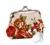 Women Coin Purse Floral Vintage Kiss Lock Wallet For Travel Beach Shopping