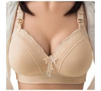 Women Comfortable All Season Wireless Sexy Back Support Bra Plus Size Underwear, Beige, 18(Pink,12)