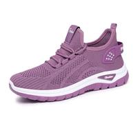 Women Comfy Orthopedic Walking Shoes Women Lightweight Lace up Knitted Trainers Comfortable Fashion Flat Walking Shoes Breathable Slip On Arch Support Non-Slip Mesh Up Athletic Sneakers