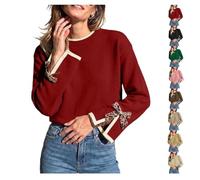 Women Crew Neck Sweater Leopard Bow Split Cuff Knit Pullover Color Block | Womens Knitted Sweater Crew Neck,Loose Long Sleeve Fit,Drop Shoulder,Soft Knit Pullover,Fall Outfits