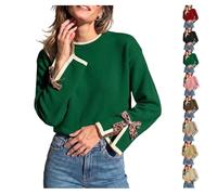 Women Crew Neck Sweater Leopard Bow Split Cuff Knit Pullover Color Block | Womens Knitted Sweater Crew Neck,Loose Long Sleeve Fit,Drop Shoulder,Soft Knit Pullover,Fall Outfits