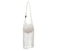 Women Crossbody Phone Bag Solid Color Hollow-out Woven Crochet Shoulder Hand Crossbody Bags(Beige)