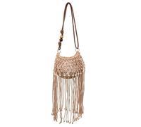 Women Crossbody Phone Bag Solid Color Hollow-out Woven Crochet Shoulder Hand Crossbody Bags(Khaki)