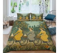 Women Cycling In Orchard Juego de Funda Nordica Juego de 2 Piezas, Cama