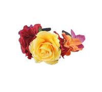 Women Day of The Dead Headband Artificial Contrast Color Rose Flower Crown with