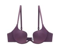 Women Deep V Neck Sexy Ruffled Bra Hanging Beautiful Back U Shape Open (3), Purple, 32B(34B)