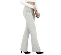 Women Dress Pants with Tummy Control, High Waisted Wide Leg Yoga Pants, Stretchy Business Casual Work Trousers, 4 Way Stretch Bootcut Leggings with Pockets, Comfy Pull On (White,XXL)