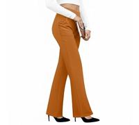 Women Dress Pants with Tummy Control, High Waisted Wide Leg Yoga Pants, Stretchy Business Casual Work Trousers, 4 Way Stretch Bootcut Leggings with Pockets, Comfy Pull On (Orange,XL)