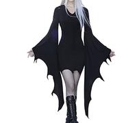 Women' Dress Summer 2026 Women Gothic Butterfly Sleeves Costumes Lace Carnival Party Tunic Casual Long Sexy Dresses(Black,XL)