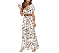 Women' Dresses 2026 Daily Slim Dress Long Sleeveless Cold Shoulder Solid & Print Split Hem Drawstring Cotton Festive Line Clothing(White,S)