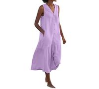 Women' Dresses 2026 Plain Temperament Commuting Trend Long Skirt Loose Waist Dress Elegant Line Clothing(Pink,S)
