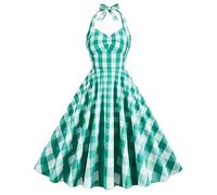 Women' Dresses 2026 Style British Plaid Grid Casual Dress with High Waist for Women Plain Short Sleeve Sexy Beach(Green,S)