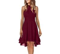 Women' Dresses 2026 Summer Dress Casual Solid Elegant Oversize Sexy(Wine Red,XL)