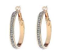 Women Earings - Stunning Gold Plated Big Hoop Earings with Crystal Rose Gold Stable Popular, Golden