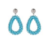 Women Faceted Beads Handmade Crystal Large Long Earrings Vintage High End