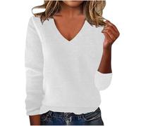 Women Fall Sweater V Neck Long Sleeve Casual Lightweight Soft Comfy Solid Color Cute Sweater for Fall and Winter Casual