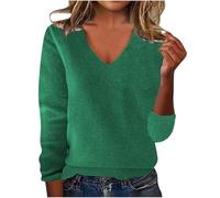 Women Fall Sweater V Neck Long Sleeve Casual Lightweight Soft Comfy Solid Color Cute Sweater for Fall and Winter Casual