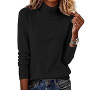 Women Fall Sweaters Long Sleeve Turtleneck Cotton Oversized Pullover Loose Jumper Fashion Comfy Fit Casual Tops (Black,M)