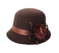 Women Felt Cloche Hat Vintage 1920s Flowers Bucket Bowler Hat for Womens Classic Church Floppy Fedora Hats Fashion Elegant Ladies Suede Wool Party Dressy Church Cap
