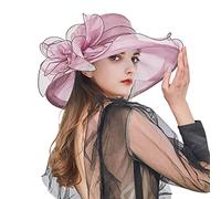 Women Flower Fascinators Hat Organza Veil Sun Hats Ladies Elegant Wide Brim Royal Ascot Wedding Hat Women's Cocktail Tea Bridal Party Church Cloche Bowler Hats Race Derby Cap