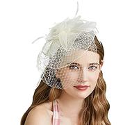 Women Flower Feather Fascinator Headband Wedding Headwear Veil Hair Clip Ladies Race Royal Ascot Pillbox Hats Cocktail Tea Party Derby Hat Women's Bridal Church Cloche Funeral Bowler Hats