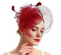 Women Flower Feather Fascinator Headband Wedding Headwear Veil Hair Clip Ladies Race Royal Ascot Pillbox Hats Cocktail Tea Party Derby Hat Women's Bridal Church Cloche Funeral Bowler Hats