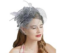 Women Flower Feather Fascinator Headband Wedding Headwear Veil Hair Clip Ladies Race Royal Ascot Pillbox Hats Cocktail Tea Party Derby Hat Women's Bridal Church Cloche Funeral Bowler Hats