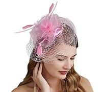 Women Flower Feather Fascinator Headband Wedding Headwear Veil Hair Clip Ladies Race Royal Ascot Pillbox Hats Cocktail Tea Party Derby Hat Women's Bridal Church Cloche Funeral Bowler Hats