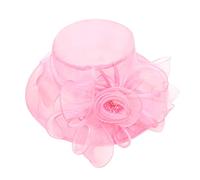 Women Flower Organza Wedding Sun Hat Elegant Ladies Wide Brim Church Cloche Veil Fascinators Beach Hat Women's Cocktail Tea Party Bridal Funeral Bowler Hats Womens Race Derby Cap