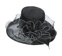 Women Flower Wedding Hats Organza Sun Hat Ladies Elegant Wide Brim Royal Ascot Veil Fascinators Hat Women's Cocktail Tea Bridal Party Church Cloche Bowler Hats Race Derby Cap