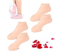 Women Foot Spa Pedicure Silicone Socks, Moisturizing Foot Mask Exfoliating Silicone Socks Beach Protective Socks, Silicone Socks for Dry Cracked Feet (2*Beige,XL)