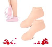 Women Foot Spa Pedicure Silicone Socks, Moisturizing Foot Mask Exfoliating Silicone Socks Beach Protective Socks, Silicone Socks for Dry Cracked Feet (Beige,S)