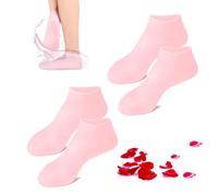 Women Foot Spa Pedicure Silicone Socks, Moisturizing Foot Mask Exfoliating Silicone Socks Beach Protective Socks, Silicone Socks for Dry Cracked Feet (2*Pink,S)
