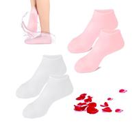 Women Foot Spa Pedicure Silicone Socks, Moisturizing Foot Mask Exfoliating Silicone Socks Beach Protective Socks, Silicone Socks for Dry Cracked Feet (White+Pink,S)