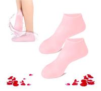 Women Foot Spa Pedicure Silicone Socks, Moisturizing Foot Mask Exfoliating Silicone Socks Beach Protective Socks, Silicone Socks for Dry Cracked Feet (Pink,M)
