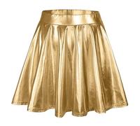 Women' Glitter Skirt High Waist Pleated Plain Fancy Dress Costume 2026 Sequins Skirts Belly Dance(Gold,XL)