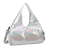 Women Gym Satchel Bag Large Capacity Pearlescent Sports Storage Waterproof Multipocket Dry Wet Separation Outdoor Simple(White)