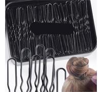 Women Hair Waved U-Shaped Bobby Pin Barrette Salon Grip Clip Bridal Hairpins Black Metal Accessories For Bun(5cm,50pcs)