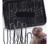Women Hair Waved U-Shaped Bobby Pin Barrette Salon Grip Clip Bridal Hairpins Black Metal Accessories For Bun(6cm,50pcs)