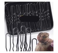 Women Hair Waved U-Shaped Bobby Pin Barrette Salon Grip Clip Bridal Hairpins Black Metal Accessories For Bun(7cm,50pcs)
