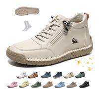 Women Handmade Ankle Boots, vogldeck - Waterproof & Comfortable Orthopedic Outdoor Beck Shoes Lightweight Non-Slip Slip-on Casual Hiking Walking Barefoot Sneakers(Beige,40 EU)