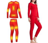 Women Heated Underwear Set, Electric Thermal Underwear with 16 Heating Zone, Electric s and Long Johns, Base Layer Womens for Outdoor Sport,Red,M