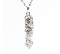 Women Hexagon Natural Quartz Crystal Chakra Pendant Necklace Jewelry Natural Stone Hexagonal Prism Necklaces,howlite