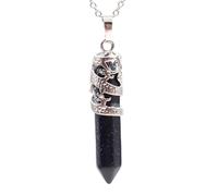 Women Hexagon Natural Quartz Crystal Chakra Pendant Necklace Jewelry Natural Stone Hexagonal Prism Necklaces,blue Sand