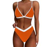 Women High Cut Bikini Sets Sexy High Waisted 2 Piece Swimsuit Trajes de baño Deportivo, NARANJA, M