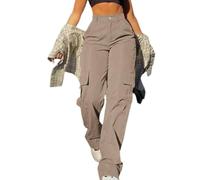 Women High Waisted Wide Leg Cargo Pants,Baggy Y2K Stretchy Casual Trousers Streetwear Fashion Trendy Travel Outfits (Khaki,XXL)